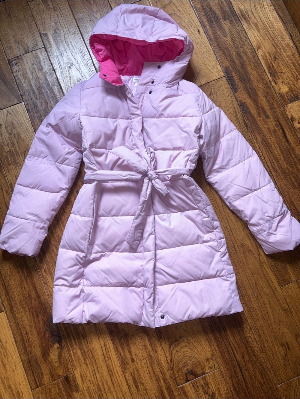 Light Pink Quilted Hooded Belted Puffer Coat